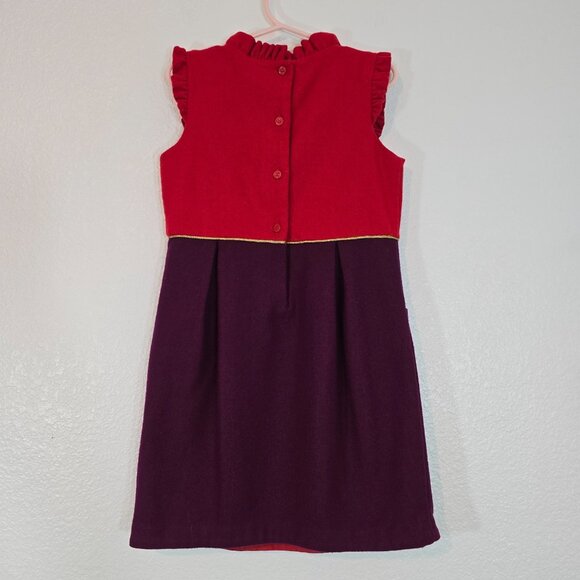 Janie And Jack Belle Of The Ballet Dress Girl Size 6 Red Purple Ruffle Trim - Picture 4 of 8